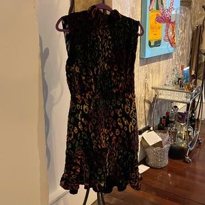 Saloni velvet rainbow leopard mini dress